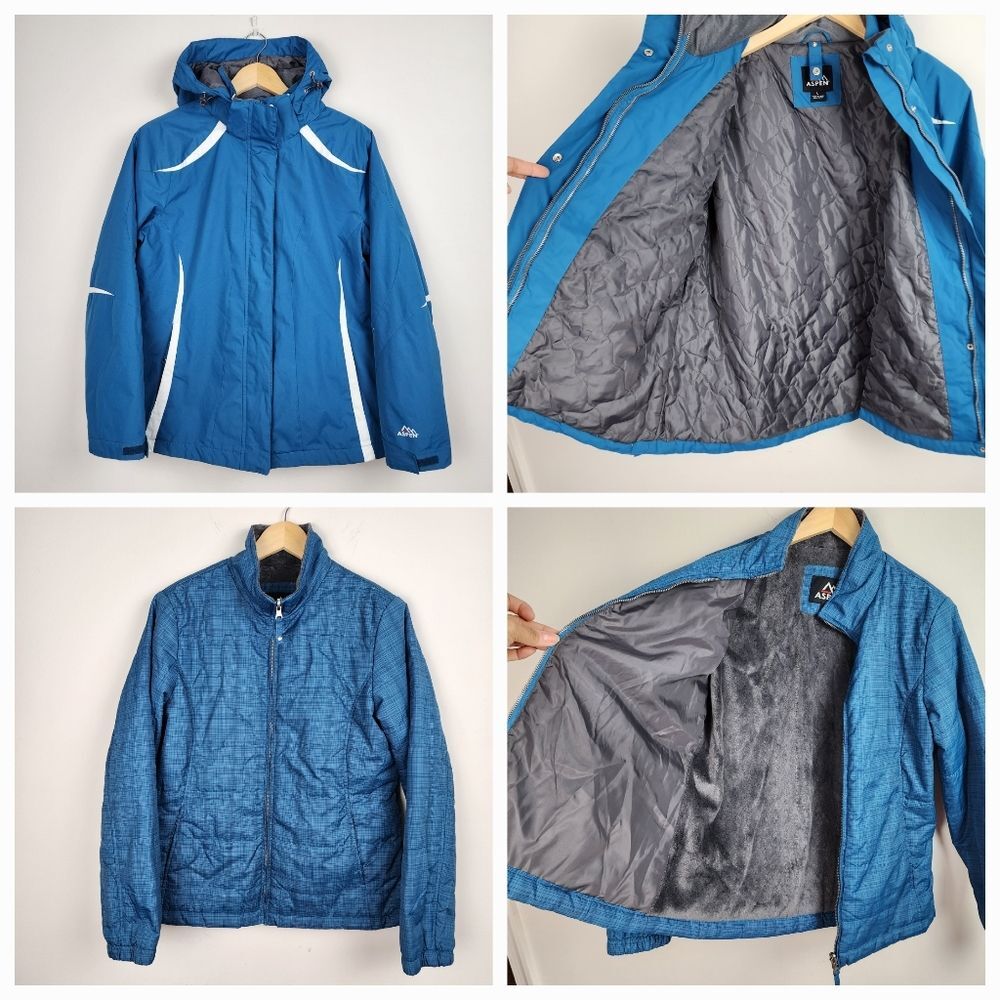 Aspen 3-in-1 Parka Jacket Women's Large Turquoise Blue Gorpcore Hooded Windbreak - Picture 5 of 16